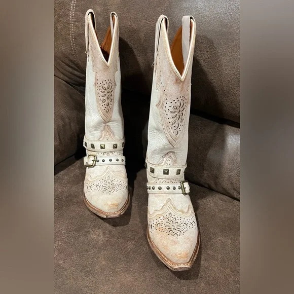 Dan Post Restless Cream Western Heeled Boots - Picture 3 of 7